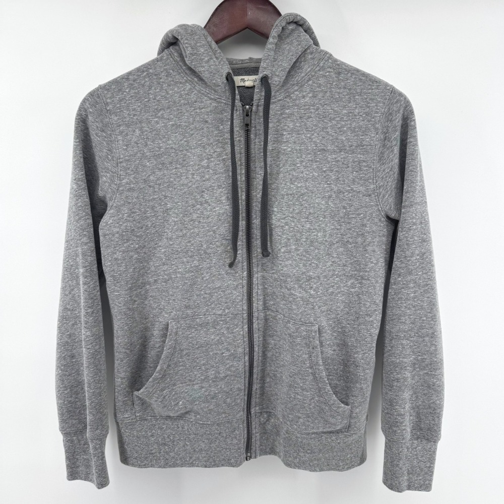 Madewell Zip Up Hoodie Women S Grey Cotton Casual Basic Layer Athleisure Sporty